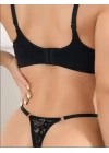 Siyah Bacak Bantlı Dantelli Fantezi String Tanga