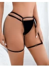 Siyah Bacak Bantlı Fantezi String Tanga