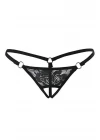 Siyah Dantelli Özel Bölgesi Açık G-string Brf1167