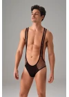 Siyah Erkek  File Kumaş Askılı Jockstrap Body 3053