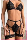 Siyah Göğüs Dantelli Seksi Jartiyer Takım