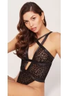 Siyah Transparan İp Detaylı Fantezi Babydoll