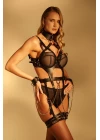 Siyah Zincir Aksesuarlı Fantezi Vücut Harness