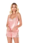 Somon Saten Babydoll Şort Takımı
