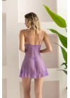 Transparan Babydoll String Takım Lila (mgp32096)
