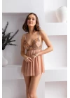 Transparan Babydoll Ve String Takım Cappucino (brf31932)