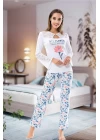 Uzun Kol Dantelli Kadın Pijama Takım 1115