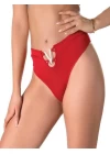 V Metal Aksesuarlı Fantezi Kırmızı String Tanga