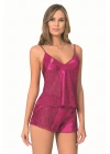Vişne Saten Babydoll Şort Takımı