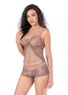 Vizon Jakarlı Babydoll Şort Takımı