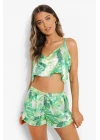Yeşil Fırfırlı Şortlu Pijama Takımı