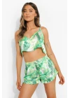 Yeşil Fırfırlı Şortlu Pijama Takımı