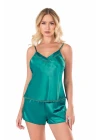 Zümrüt Saten Babydoll Şort Takımı 9102