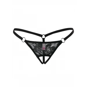 Ağı Açık Siyah Dantelli Fantezi İç Çamaşırı G String