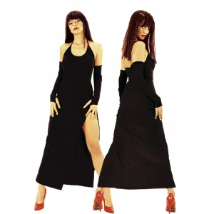 B101199 Derin Yırbrfaçlı Eldivenli Elbise