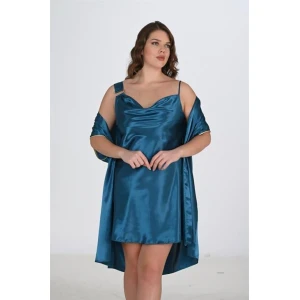 Büyük Beden 2li Petrol Sabahlık Takımı Bigsize 6206