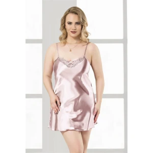 Büyük Beden Somon Kısa Saten Gecelik