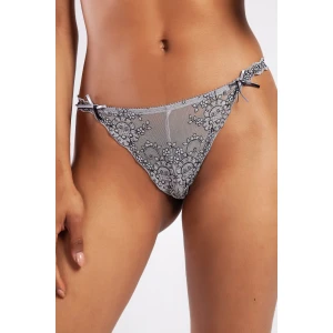 Golshan Giselle Mini String, Kadın Güpürlü Saten Gri String Külot