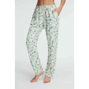 Günlük Ev Giyimi Kadın Viskon Çiçek Desenli Yazlık Örme Normal Bel Pijama Altı