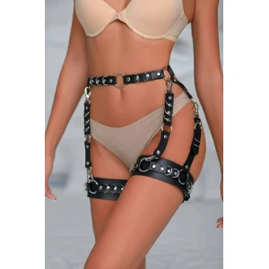 Halka Detaylı Şık Deri Jartiyer Harness - Brf1047