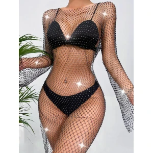 Işıltılı File Detaylı Uzun File Gece Elbisesi & Taş İşlemeli Parti Modeli-gece & Davet Şıklığı