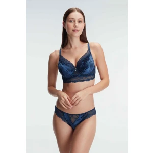 Kadife Balenli Destekli Dolgulu Dantelli Büstiyer Sütyen Ve Slip Takım