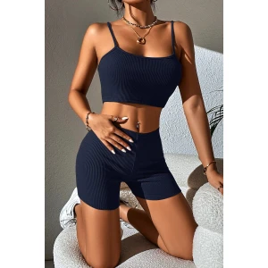 Kadın Lacivert Şortlu Kaşkorse Gecelik Takım