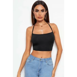 Kadın Siyah Belden Bağlamalı Şık Büstiyer