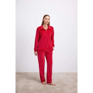 Kadın Uzun Kollu Fermuarlı Sweatshirt Ve Pantolon Takımı – Kadife Görünümlü Yumuşak Kumaş