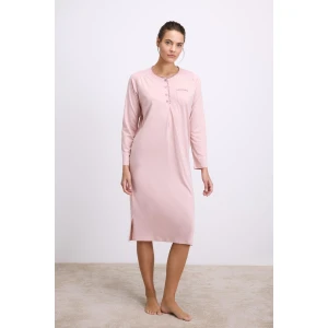 Modal Uzun Kollu Düğmeli Gecelik