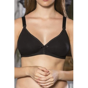 Siyah Anne İçin Konforlu Emzirme Sütyeni,pamuklutelsiz,süngersiz, Mom Bra
