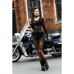 Uzun Deri Püsküllü Etek - Brf411