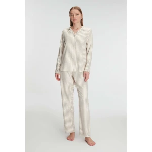 Uzun Kol Çizgili Gömlek Ve Pantolon Takım Pijama Takımı