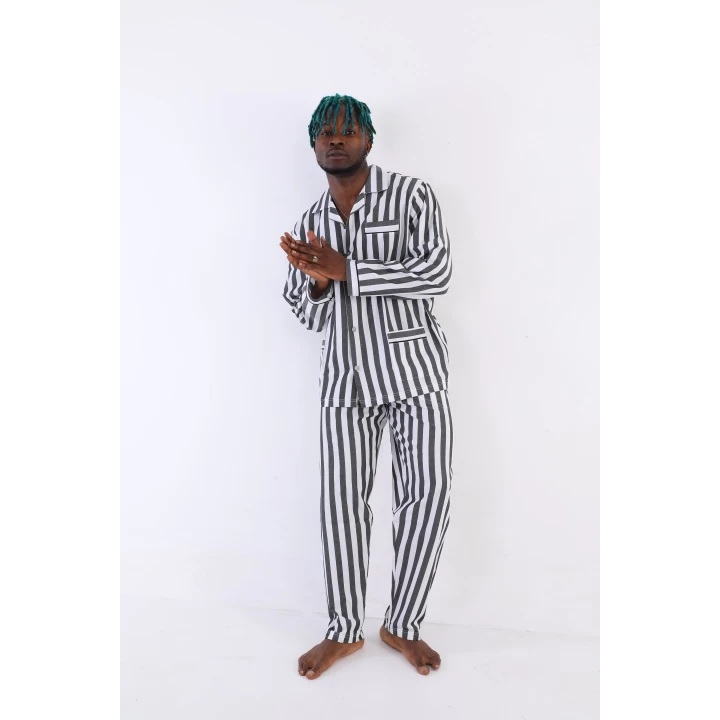 4007 Uzun Kol Çizgili Gaffur Erkek  Pijama Takım