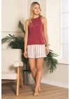 %100 Pamuklu Dokuma Çizgili Şortlu Pijama Takımı