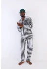 4007 Uzun Kol Çizgili Gaffur Erkek  Pijama Takım