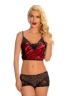 Bordo Saten Dantelli Babydoll Şortlu Takım - 288