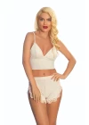 Ekru Lcralı Babydoll Şortlu Takım - 319