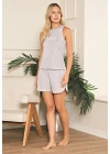 Fitilli Örme Mavi Şortlu Pijama Takımı