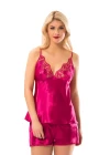 Fuşya Saten Babydoll Şortlu Takım - 297