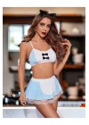 Kadın Seksi Mavi Garson Kostümü