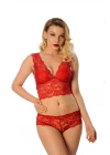 Kırmızı Bralet Dantelli Sütyen Takım 2 Li - 6255