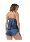 Lacivert Saten Babydoll Şortlu Takım - 259
