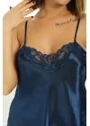 Lacivert Saten Babydoll Şortlu Takım - 259