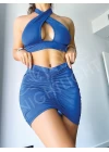 Mavi Mini Fantazi Elbise