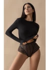 Siyah Kadın Çizgili Külot Veronica-k1008