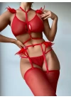 Tüy Detaylı Seksi Sütyen Külot Takım