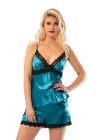 Yeşil Saten Babydoll Şortlu Takım - 298