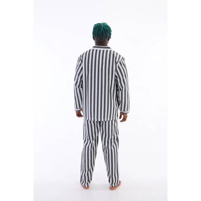 4007 Uzun Kol Çizgili Gaffur Erkek  Pijama Takım