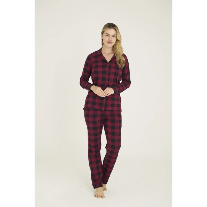 9209-k Kadın Apaj Yaka Pijama Takım